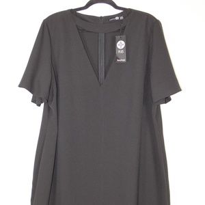 BOOHOO PLUS BLACK SHIFT DRESS HINECK CUT OUT NWT